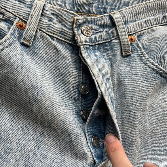 Levis 501 Skinny Denim Jeans Button-Fly Cropped Thunder & Lightening Blue 29 - Picture 9 of 10